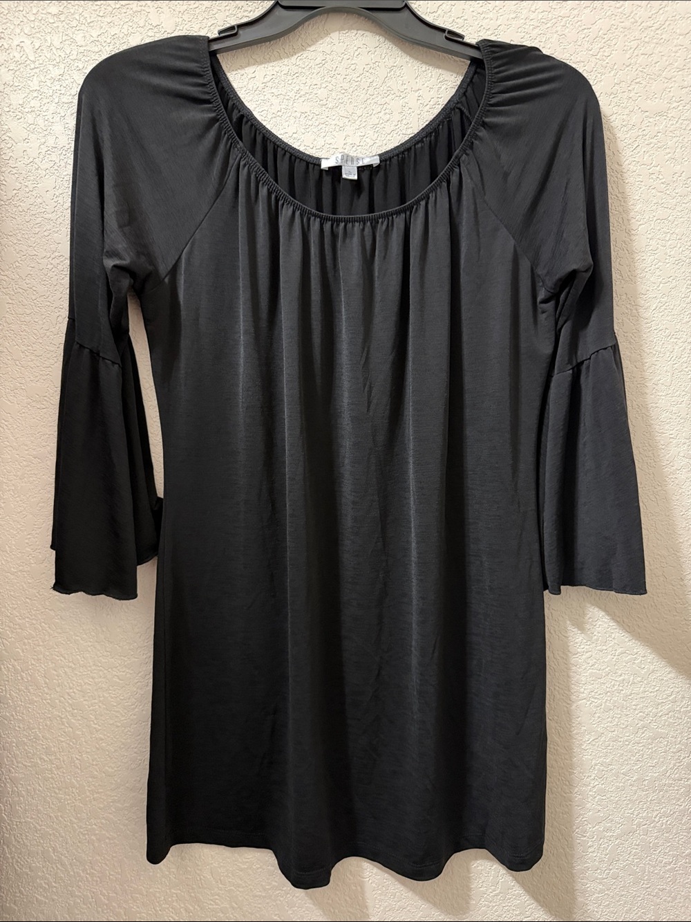 Spense Black Bell Sleeve Tunic Top